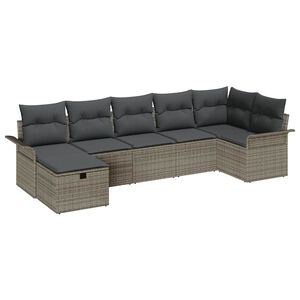 vidaXL Set Divano da Giardino 7 pz Grigio polyrattan