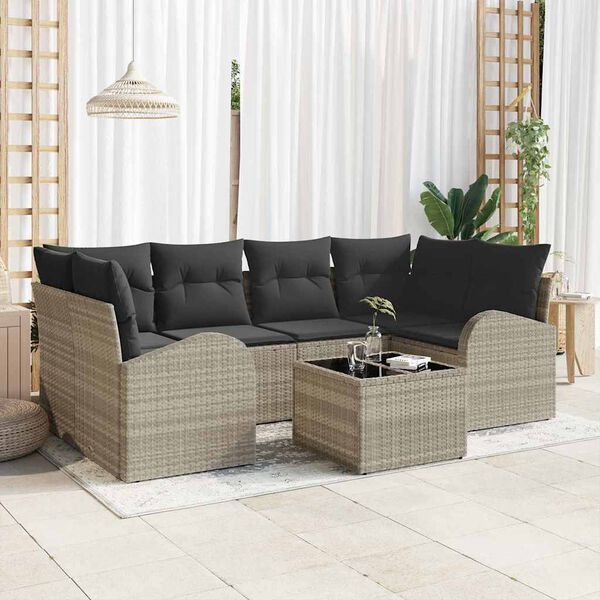 vidaXL Set Divano da Giardino Grigio chiaro 55 x 55 x 37 cm polyrattan