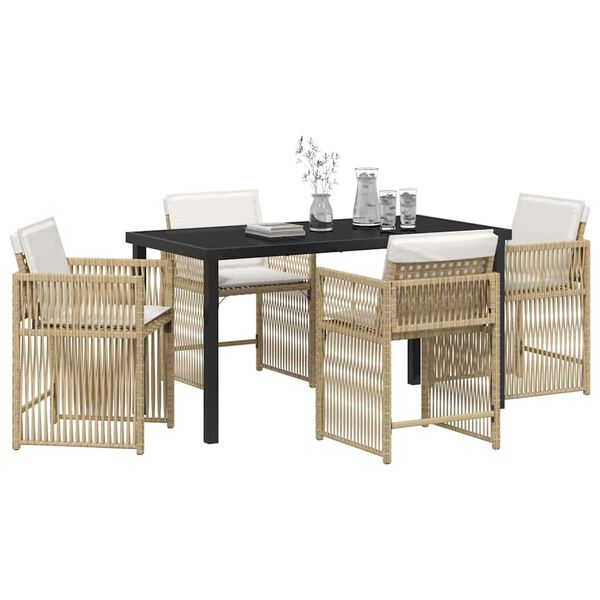 vidaXL Set da Pranzo per Giardino 5 pcs Beige polyrattan