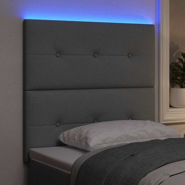 vidaXL Testiera LED con testiera Grigio chiaro 90 cm Poliestere