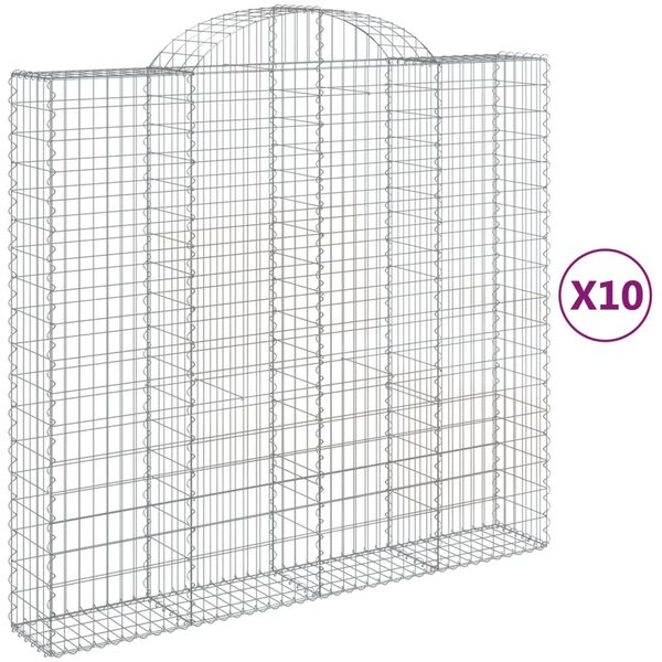 vidaXL Cesti Gabbioni ad Arco 10 pz 200x50x180/200 cm Ferro Zincato