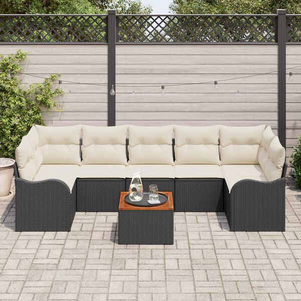vidaXL Set Divano da Giardino 8 pcs Nero e bianco