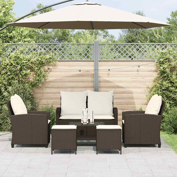 vidaXL Set Divano da Giardino 6 pz con Cuscini Marrone in Polyrattan