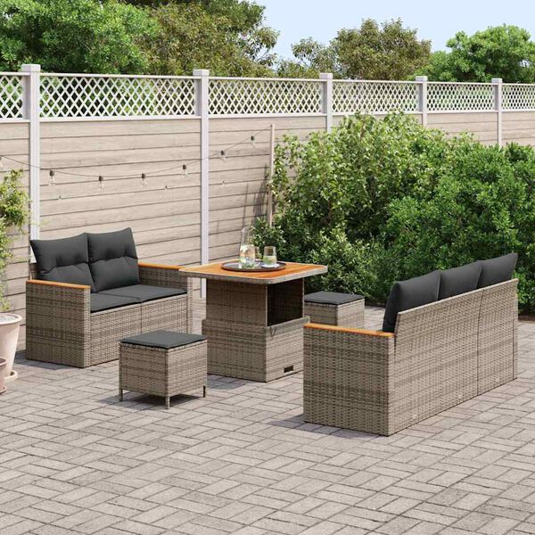 vidaXL Set Divano da Giardino 8 pcs Grigio polyrattan