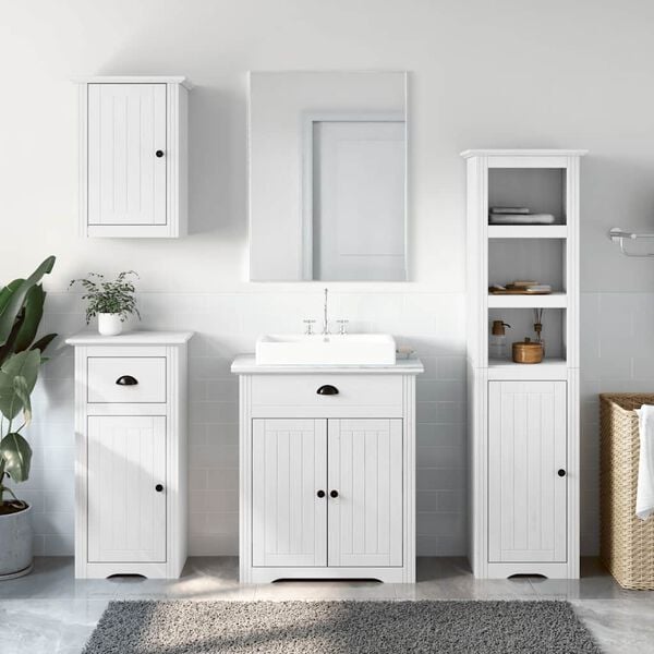 vidaXL Set Mobili da Bagno 4 pz BODO Bianco in Legno Massello di Pino