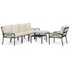 vidaXL Set Salotto da Giardino 7pz con Cuscini Sabbia in Acciaio