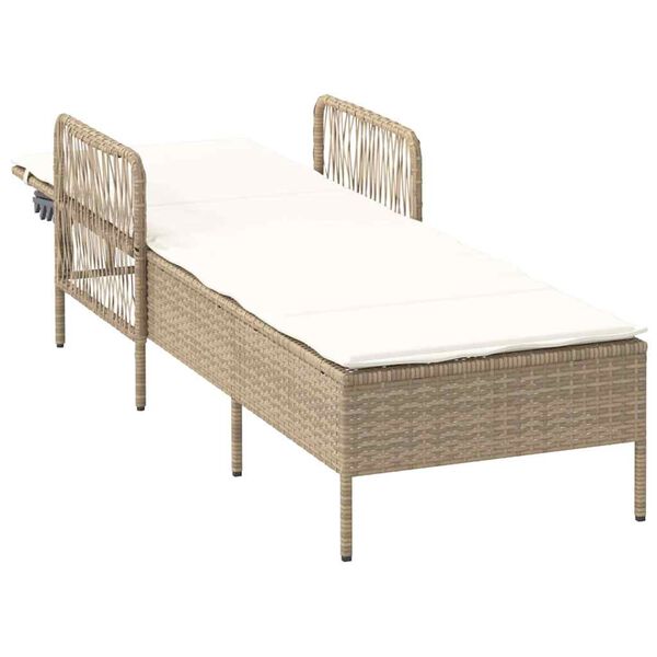 vidaXL Lettino prendisole con cuscino Beige 157 x 55 x 92cm polyrattan