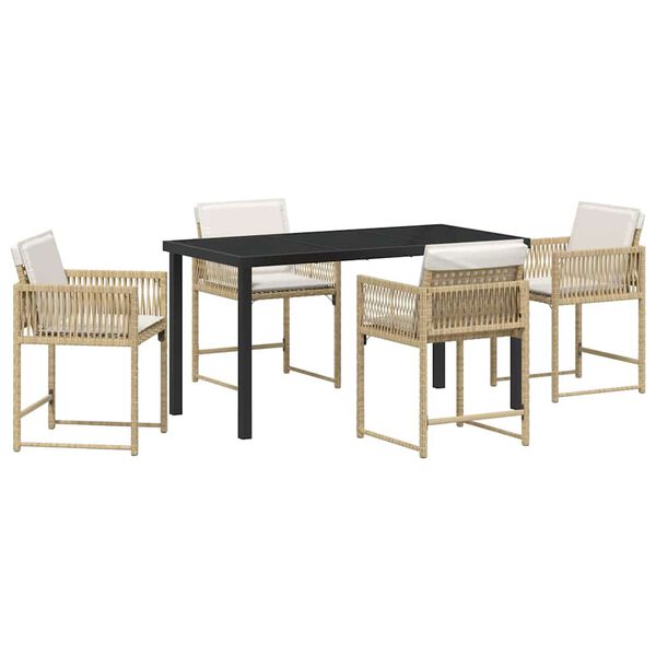 vidaXL Set da Pranzo per Giardino 5 pcs Beige polyrattan