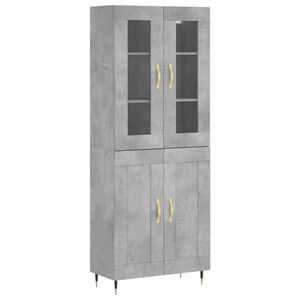 vidaXL Credenza Grigio Cemento 69,5x34x180 cm in Legno Multistrato