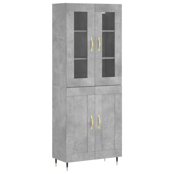 vidaXL Credenza Grigio Cemento 69,5x34x180 cm in Legno Multistrato