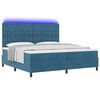 vidaXL Letto a Sorgente LED Blu Scuro 200 x 200 cm Tessuto