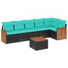 vidaXL Set Divani da Giardino 7 pz con Cuscini Nero in Polyrattan