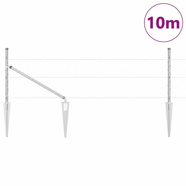 vidaXL Palo della recinzione Argento 10 x 0,8 m (maglia 50 mm) Acciaio