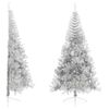 vidaXL Albero di Natale a Met&agrave; con Supporto Argento 240 cm PET