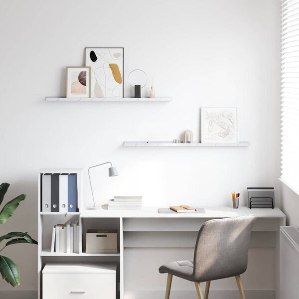 vidaXL Scaffale da parete 2 pcs Marmo Bianco 100 x 9 x 3 cm