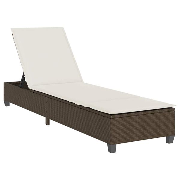 vidaXL Lettino Prendisole con Cuscini Marrone 55x200x25,5cm Polyrattan