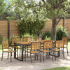 vidaXL Set da Pranzo per Giardino 9 pcs Nero e Legno polyrattan