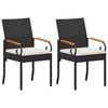 vidaXL Sedie da giardino 2 pcs Nero e Bianco Crema Polyrattan e acacia