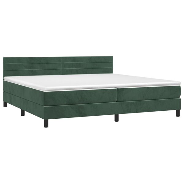 vidaXL Letto a Molle con Materasso e LED Verde Scuro 200x200cm Velluto
