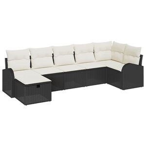 vidaXL Set Divano da Giardino con cuscino 7 pcs Nero polyrattan