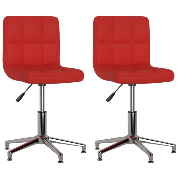 vidaXL Sedie da Pranzo Girevoli 2 pz Rosso Vino in Similpelle