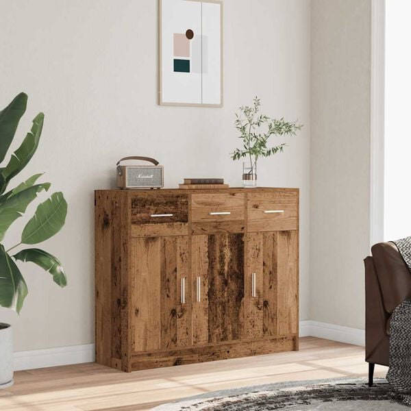 vidaXL Credenza Legno Antico 91x28x75 cm in Legno Multistrato