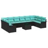 vidaXL Set Divano da Giardino 11 pz Nero polyrattan