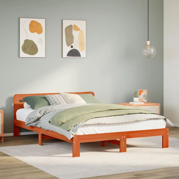vidaXL Letto senza Materasso Marrone Cera 140x190 cm in Legno di Pino