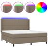 vidaXL Letto a Molle con Materasso e LED Tortora 160x200 cm in Tessuto