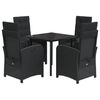 vidaXL Set da Pranzo da Giardino 5 pz Nero con Cuscini in Polyrattan