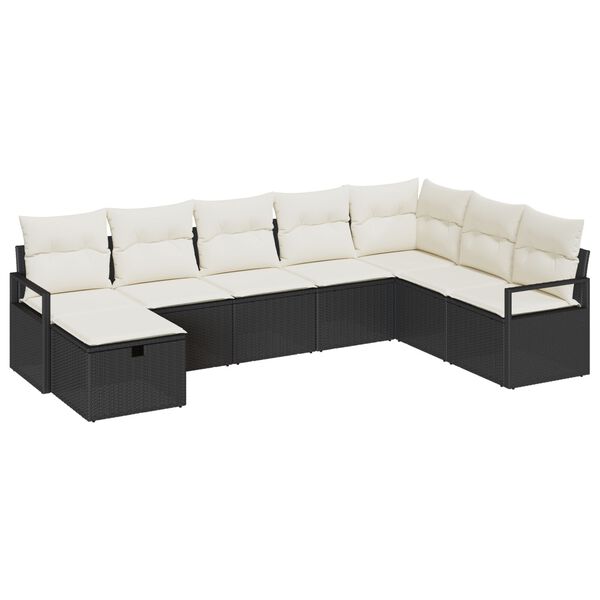 vidaXL Set di divani con cuscino 8 pcs Nero e Crema polyrattan