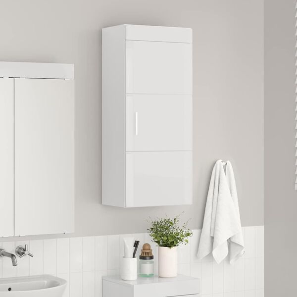 vidaXL Armadio da bagno a muro TULUM Bianco Lucido 37 x 24,5 x 86 cm