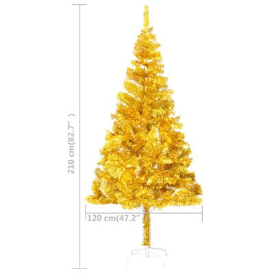 vidaXL Albero di Natale Preilluminato con Supporto Oro 210 cm in PET