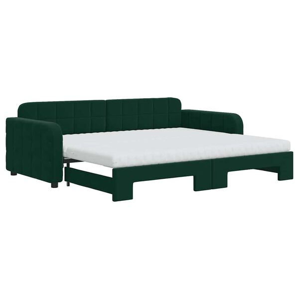 vidaXL Divano Letto Estraibile Materassi Verde Scuro 90x200 Velluto