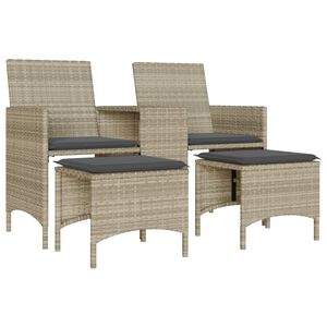 vidaXL Divano Giardino 2Posti Tavolo Sgabelli Grigio Chiaro Polyrattan