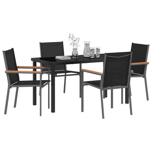 vidaXL Set da Pranzo per Giardino 5 pcs Nero