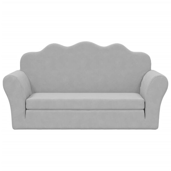vidaXL Divano Letto Bambini a 2 Posti Grigio Chiaro in Morbido Peluche