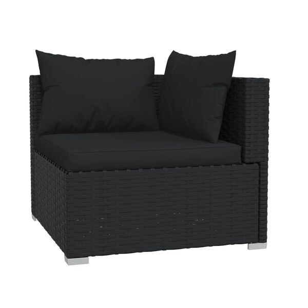 vidaXL Set Salotto da Giardino 8 pz con Cuscini in Polyrattan Nero