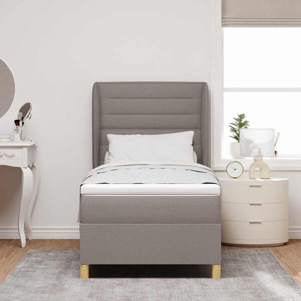 vidaXL Letto con molle e materasso Grigio Scuro 90x190 cm Tessuto