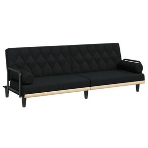vidaXL Divano Letto con Braccioli Nero in Tessuto