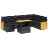 vidaXL Set Divano da Giardino 9pz con Cuscini Grigio Polyrattan Acacia