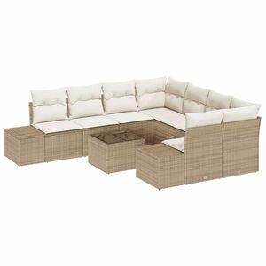 vidaXL Set Divano da Giardino 9 pcs Beige e Crema polyrattan