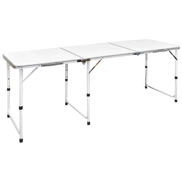 vidaXL Tavolo da Campeggio Pieghevole Alluminio Regolabile 180x60 cm