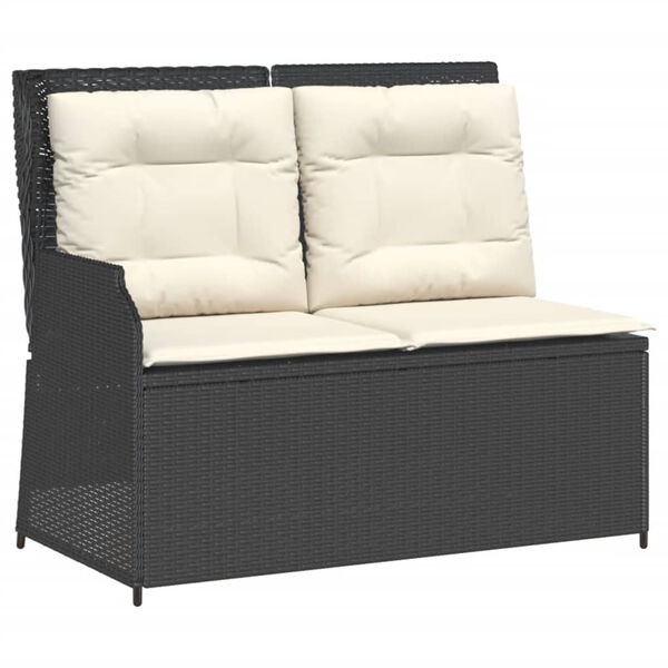 vidaXL Set Divani da Giardino 3 pz con Cuscini Nero in Polyrattan