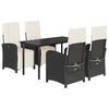 vidaXL Set da Pranzo da Giardino 5 pz Nero con Cuscini in Polyrattan