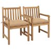 vidaXL Sedie da Giardino 2 pz con Cuscini Beige Massello di Teak