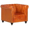 vidaXL Poltrona Chesterfield Tanno in Vera Pelle
