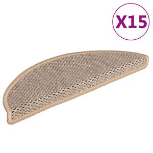 vidaXL Tappeti Adesivi Scale Aspetto Sisal 15pz 56x17x3cm Beige Chiaro