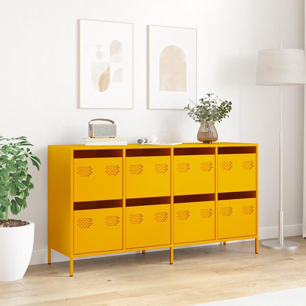 vidaXL Credenza Giallo Senape 135x39x73,5 cm Acciaio Laminato a Freddo