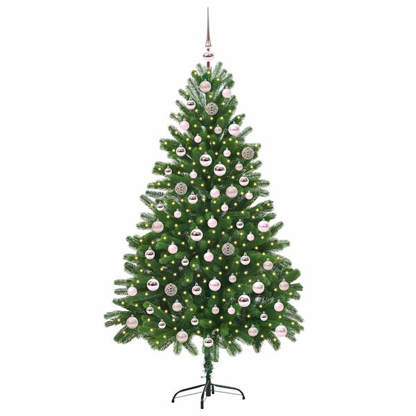 vidaXL Albero di Natale con 300 LED con supporto Verde 210 cm PE